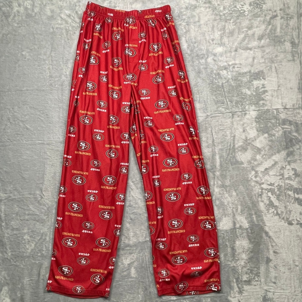 NFL Team Apparel San Francisco 49ers Pajama Pants Youth XL 16/18 Red Logo Print